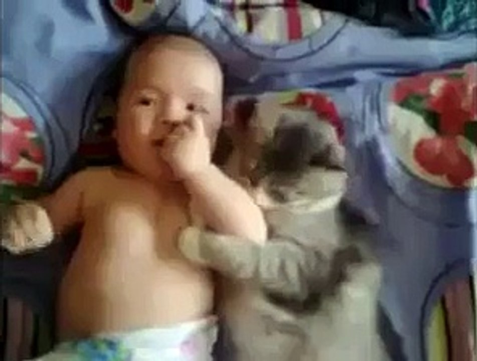Cat loves to be with this Baby