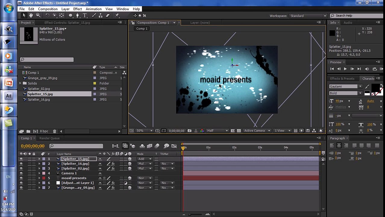 درس الانيمشن او الحركه adobe after effects CS4 tutorial