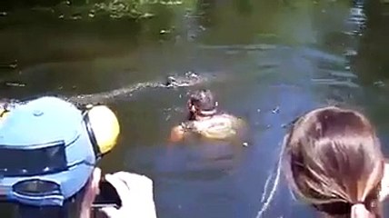 Challenging Brave Man to Crocodiles