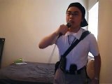 Asian guy sings hip hop and rap karaoke