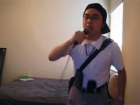 Asian guy sings hip hop and rap karaoke