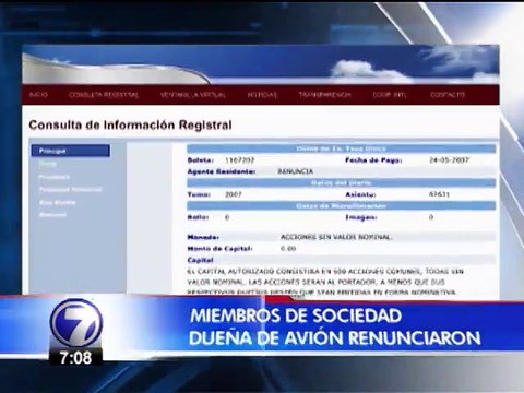 Investigaci�n devela varios vuelos internacionales de avi�n narco decomisado en el pa�s