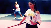 Aaron Rodgers Sword Fighting with Olivia Munn