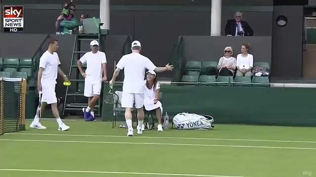 Bastian Schweinsteiger playing tennis with Ana Ivanovic Wimbledon 2015