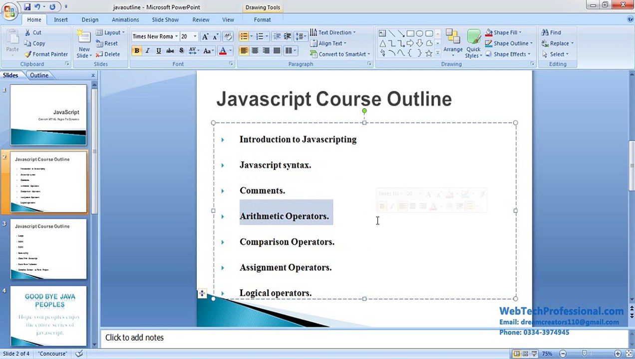 JavaScipt Course Outline