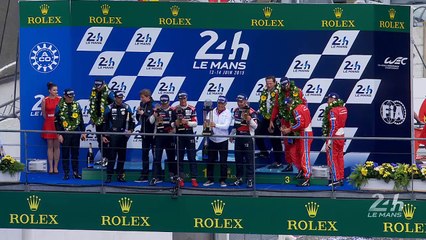 A highly emotional Patrick Dempsey on the podium.