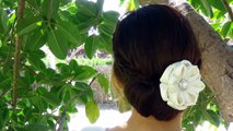 DIY kanzashi satin flower, wedding hair accessoire,kanzashi flower tutorial