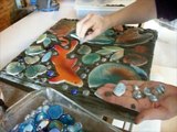 Handmade pottery tiles for garden mosaic