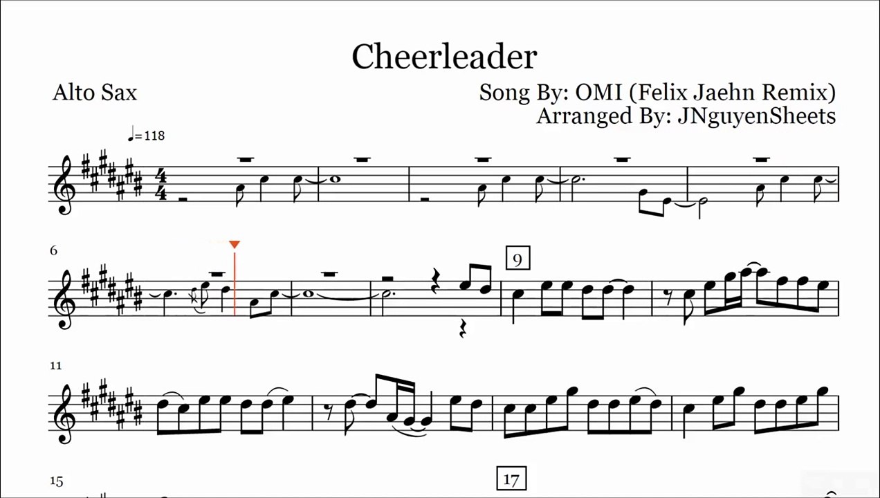 Cheerleader - OMI (Felix Jaehn Remix) (Saxophone Sheet Music)