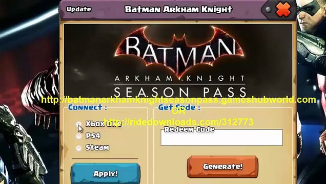 Batman Arkham Knight Season Pass DLC Redeem Code PS4-XboxOne