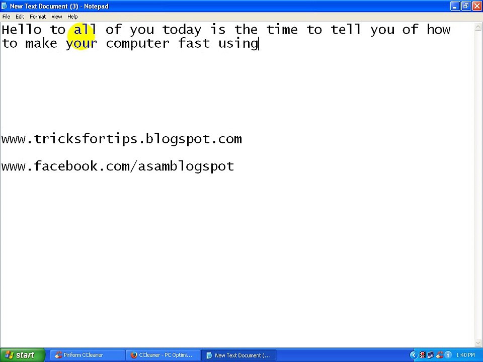 Make your computer fast very easily in any window.