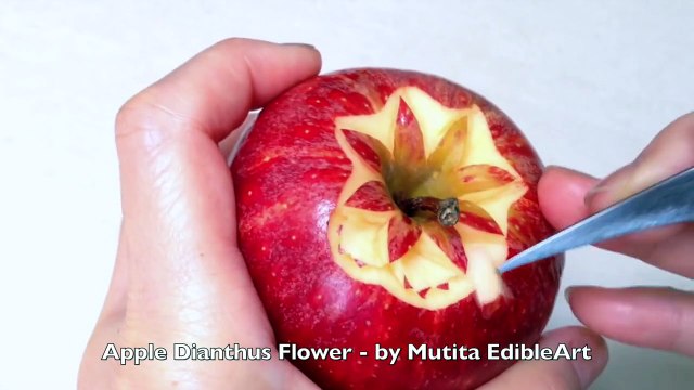 Make Apple Dianthus Flower - Advanced Lesson 22 By Mutita Art Of Fruit And Vegetable Carving