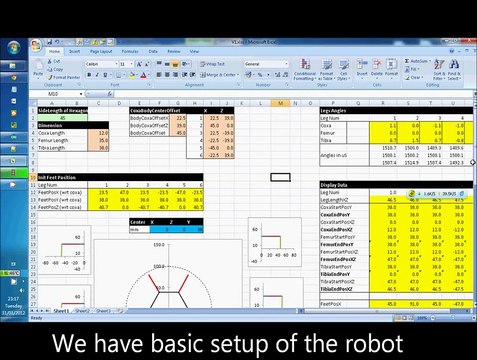 Hexapod Robot Inverse Kinematics Excel Spreadsheet Simulation