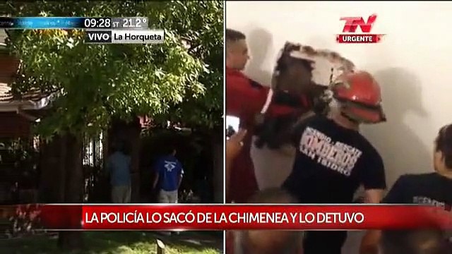 Bomberos argentinos rescataron ladrón atrapado en una chimenea