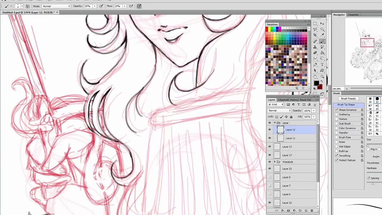 Speed Drawing Lady Oscar / Rose Of Versailles / Versailles no Bara - Lineart