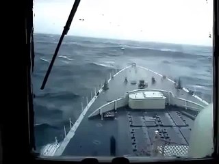 Navy Ship Hits Massive Wave!