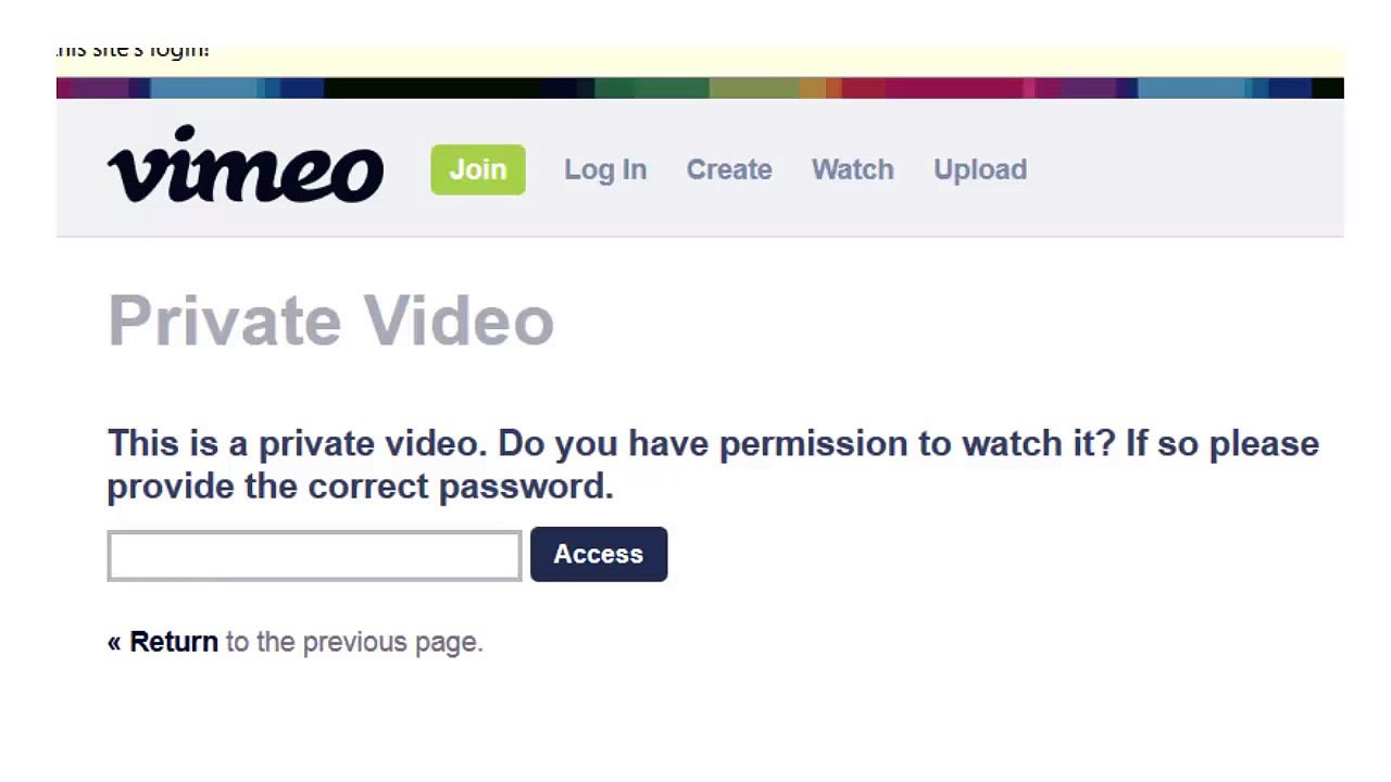 Using a password to view a Vimeo video