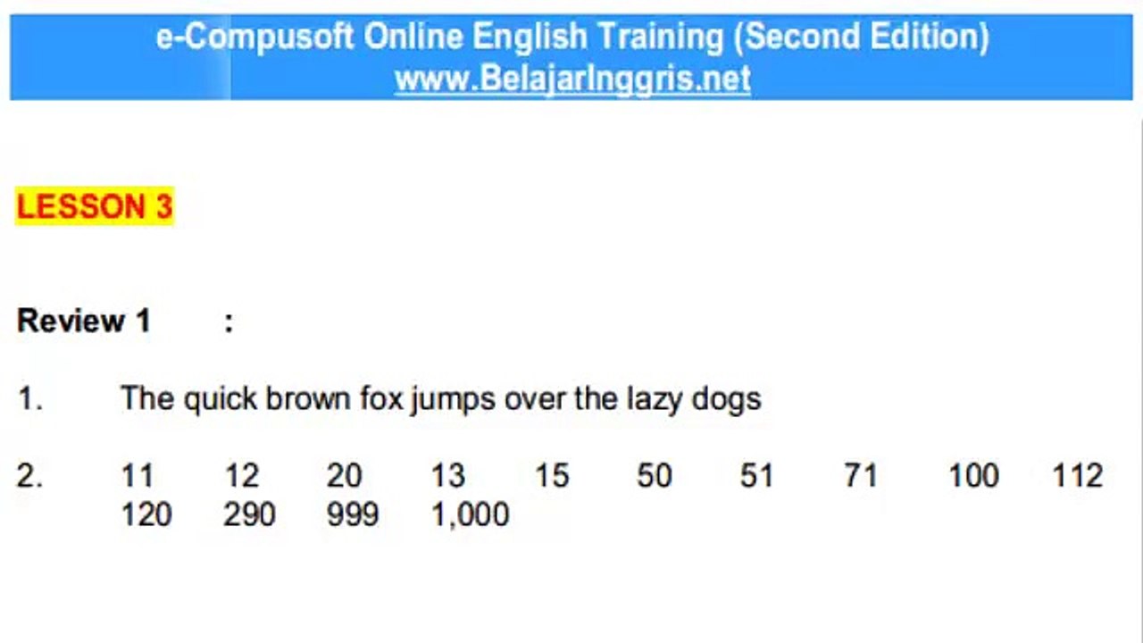 Belajar Bahasa Inggris Online Cepat Tanpa Grammar -(3A)
