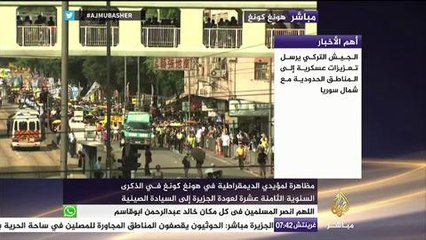 مظاهرة لمؤيدي الديمقراطية في الذكرى ١٨ لعودة الجزيرة إلى السيادة الصينية