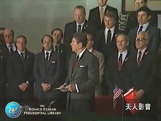 赵紫阳讲话和里根签订中美协定 珍贵史料