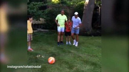Rafa Nadal Playing Football Ahead of Dustin Brown Match