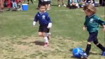 Amazing 4 year old playing soccer