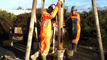 Test bore holes being drilled for new Great Central bridge over the Midland Main Line