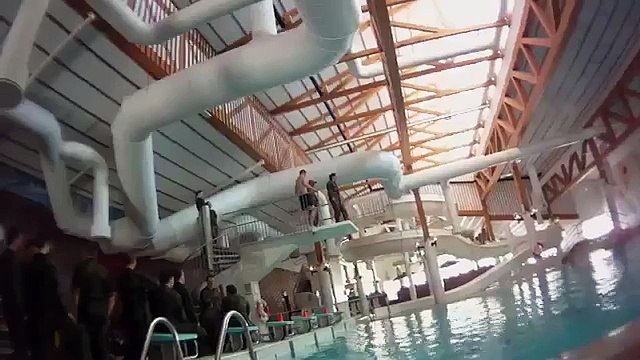 Guy Diving into a Huge Belly Flop during US Army Training.