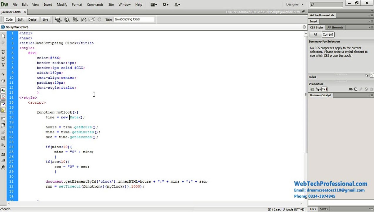 Javascript Clock Introduction