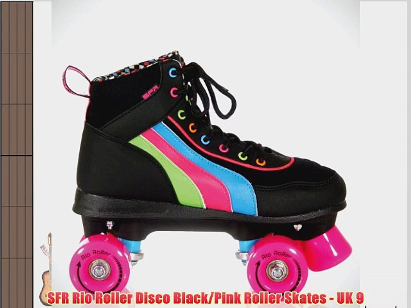 ⁣SFR Rio Roller Disco Black/Pink Roller Skates - UK 9