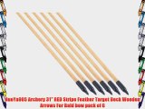 NuoYa005 Archery 31 RED Stripe Feather Target Deck Wooden Arrows For Bald bow pack of 6