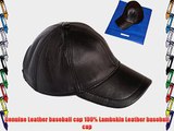 Baseball Cap 100% Geunie Leather Lambskin Baseball Cap (Black) Mens Cap   With Free Protective