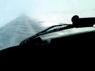 Driving in the snow in Wyoming