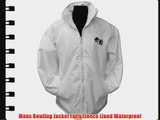 Mens Bowling Jacket Fully Fleece Lined Waterproof Hoodded Jackets Detachable Hood White With