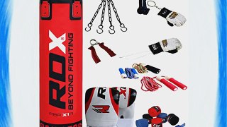 Authentic RDX 9 Piece Boxing Set 4FT 5FT Filled Heavy Punch Bag Gloves Bracket Chains MMA Pad