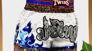 TWS-871 Twins White-Blue Tribal Muay Thai Shorts Size L K1 Thai boxing MMA K-1 Kick Boxing