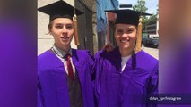 Dylan and Cole Sprouse switch places at their NYU graduation