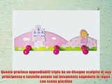 Attaccapannii - Triplo appendiabiti in legno a tema Pink Princess per camera delle bambine