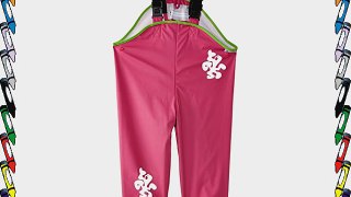 Kozi Kidz Girl's Classic PU Waterproof Rain Trousers - Pink/Lime 100 cm