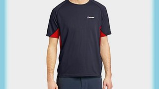 Berghaus Men's Tech Short Sleeve Crew Neck Base Layer - Carbon/Extreme Red X-Large