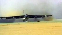B-52 Bomber releases many bombs-Bombing raid over iraq