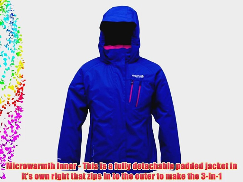 Regatta Hoopla Girls 3 in 1 Waterproof and Breathable Jacket / Coat (Mazarine Blue 7 - 8 years