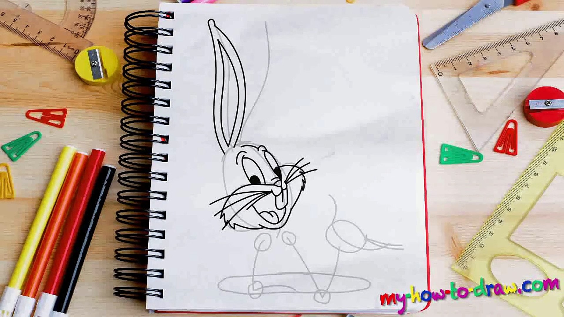 How To Draw Bugs Bunny Easy Step By Step Drawing Lessons For Kids Video Dailymotion