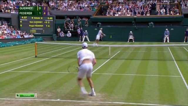 Wimbledon 2015 Roger Federer vs Sam Querrey AMAZING POINT
