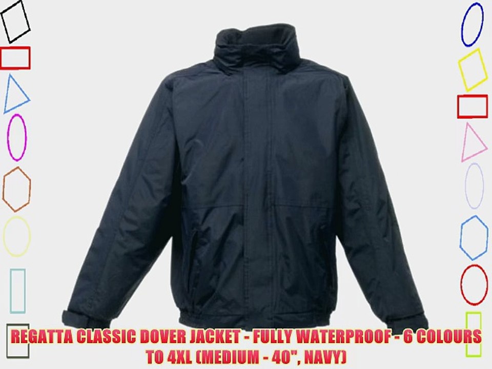 REGATTA CLASSIC DOVER JACKET - FULLY WATERPROOF - 6 COLOURS TO 4XL (MEDIUM - 40 NAVY)