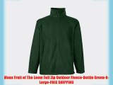 Mens Fruit of The Loom Full Zip Outdoor Fleece-Bottle Green-X-Large-FREE SHIPPING