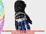 Juicy Trendz Men's Cowhide Leather Motorbike Motorcycle Biker Winter Blue Gloves