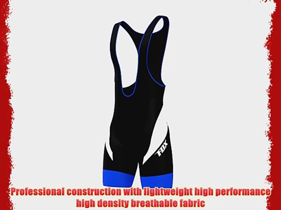 FDX Mens Performance Cycling Bib Shorts Coolmax? Padded Cycle Pants Shorts (Black/Blue/White