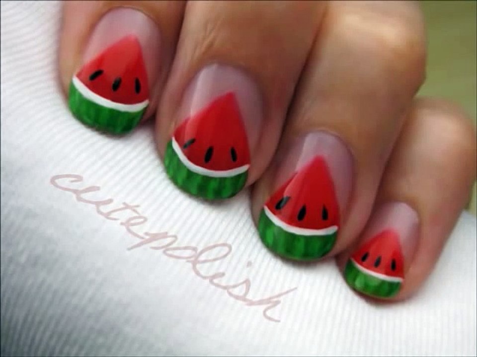 Watermelon Slice Nail Art