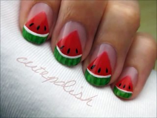 Watermelon Slice Nail Art